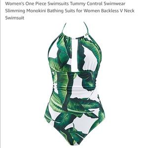 Palm leaf one piece suit